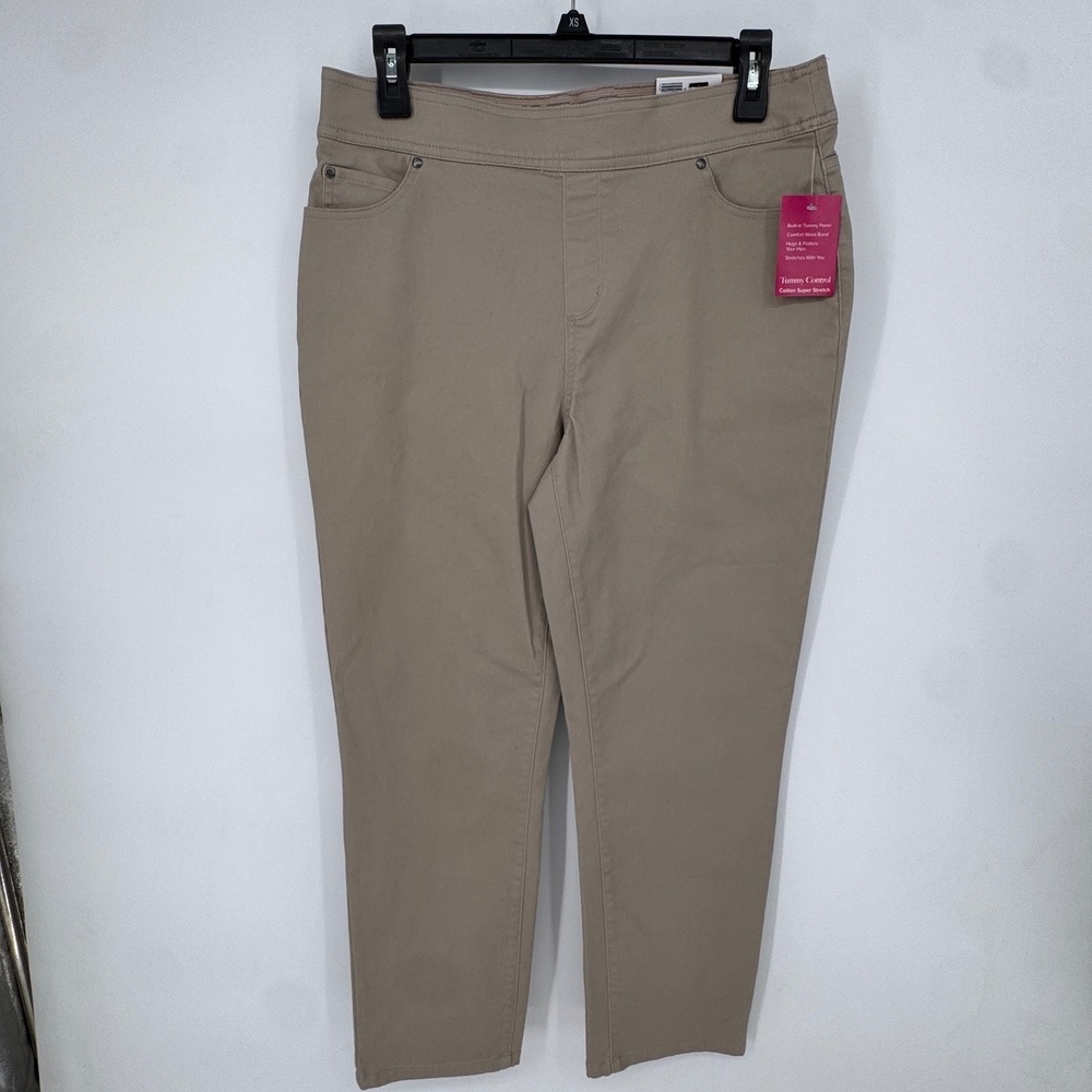 Kim Rogers Straight Pants Women 8PS Sand New Tummy Control Super Stretch Pull On